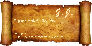 Gyuricskó Jolán névjegykártya